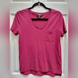 Roots Women's V-Neck Tee Shirt w/Pocket Size Small